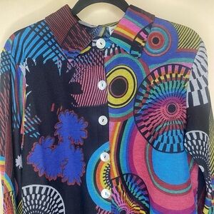 Parsley & Sage Abstract Colorful Button Down Shirt Lightweight Shacket Sz Sm